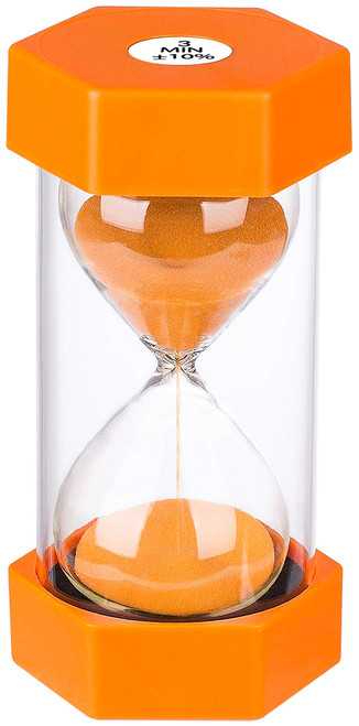 SuLiao Sand Timer 3 Minute Hourglass Timer: Plastic Sand Watch 3 Min,Large Orange Sand Clock,Reloj De Arena 3 Minutos,Colorful Hour Glass Sandglass Timer for Kids,Games,Classroom,Kitchen,Decr