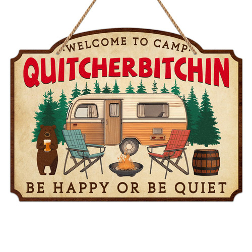 WaaHome Funny Welcome to Camp Quitcherbitchin Decor Sign Farmhouse Camping Decorations Camper rv Accessories for Inside Travel Home Room Wall Decor Camper Gifts WaaHome Funny Welcome to Camp Quitcherbitchin Decor Sign Farmhouse Camping Decorations Camper rv Accessories for Inside Travel Home Room Wall Decor Camper Gifts