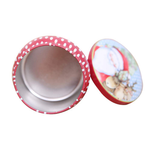 Happyyami Christmas Tin Gift Box Round Cookie Candy Storage Container Christmas Gift Tin Box with Lids Random Pattern Round Gift Box