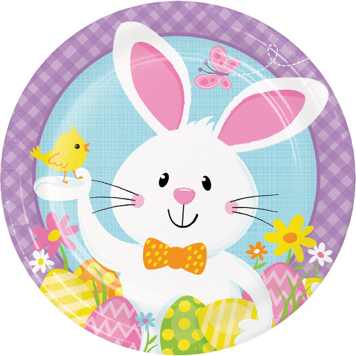 Creative Converting Round Paper 9" Easter Bunny Business Dinner Plates, Multicolor