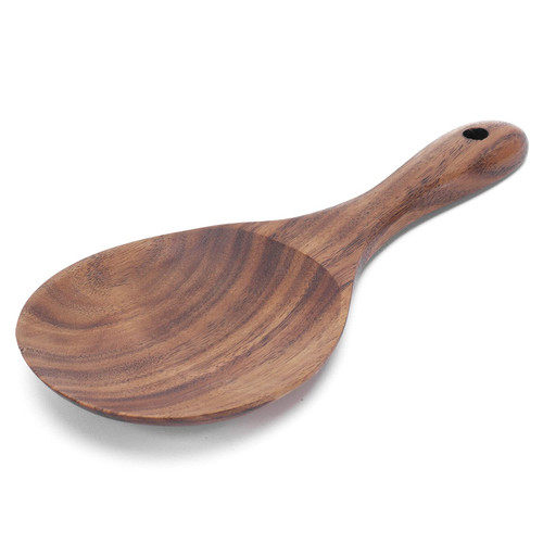 Rice Paddle, Rice Paddle Spoon Wood Non Stick Rice Scooper with Round Shallow Head Wooden Serving Spoon Rice Scoop Rice Spatula Wooden Kitchen Utensils Tableware