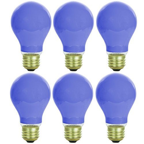 Sunlite 60A/B/6PK Incandescent Blue A19 60W Light Bulbs with Medium E26 Base (6 Pack)