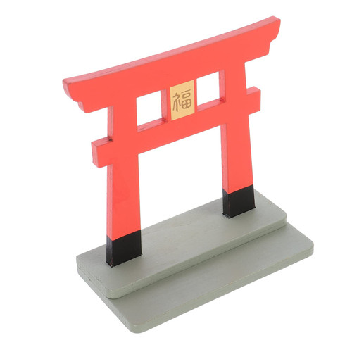 HOMSFOU Torii Wooden Gate Japanese Shinto Altar Shelf Miniature Japanese Shrine Architecture Model Japan Chinese Traditional Architectural Door Mini House Ornament