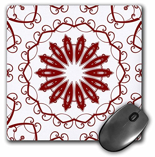 3dRose LLC 8 x 8 x 0.25 Inches Mouse Pad, Red/Black Mandala Plate (mp_42008_1)