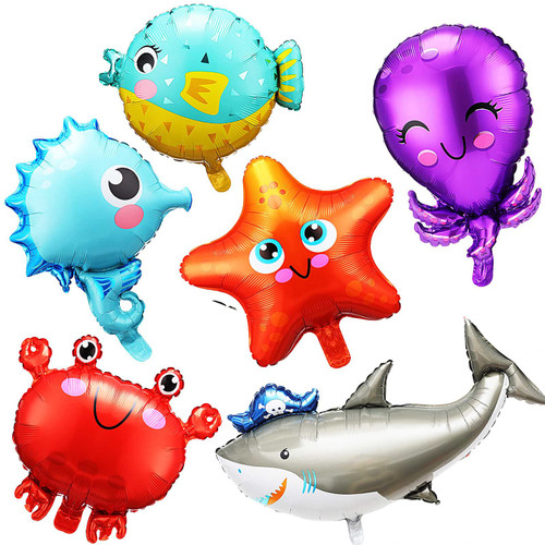 6 Pieces Large Ocean Animals Foil Balloon Sea Creatures Fish Balloons Shark Octopus Seahorse Starfish Crab Pufferfish Under The Ocean Balloons for Kids Birthday Sea Themed Party Decorations Supplies 6 Pieces Large Ocean Animals Foil Balloon Sea Creatures Fish Balloons Shark Octopus Seahorse Starfish Crab Pufferfish Under The Ocean Balloons for Kids Birthday Sea Themed Party Decorations Supplies
