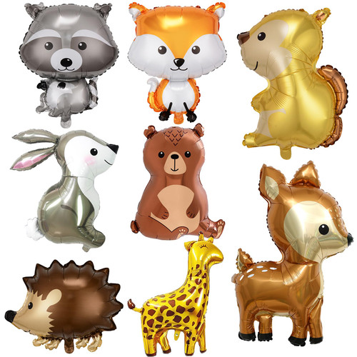8Pcs Woodland Animal Balloons, Woodland Balloons Forest Animals Foil Mylar Balloon Camping Rabbit Beer Fox Squirrel Jungle Safari Balloons for Woodland Creatures Baby Shower Birthday Party Decorations