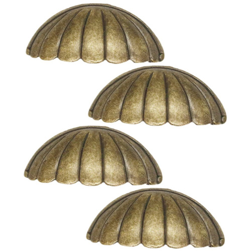 DOITOOL 4pcs Shell Handle Vintage Door Knobs Vintage Knobs Metal Cabinets Door Pull Handles Cabinet Cup Pulls Drawer Door Knobs Drawer Handle Cabinet Pulls Kitchen Drawer Pulls Zinc Alloy