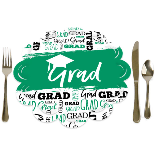 Big Dot of Happiness Green Grad - Best is Yet to Come - Green Graduation Party Round Table Decorations - Paper Chargers - Place Setting For 12