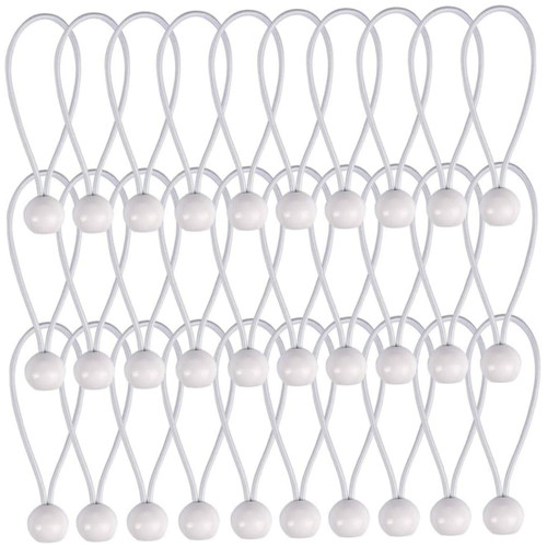 30Pcs Bungee Balls 6inch White Bungee Cord Tarp Bungee Cords Tie Down Straps Multifunction Elastic Rope for Camping
