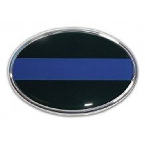 Police Oval Black with Blue Line Chrome Auto Emblem Police Oval Black with Blue Line Chrome Auto Emblem