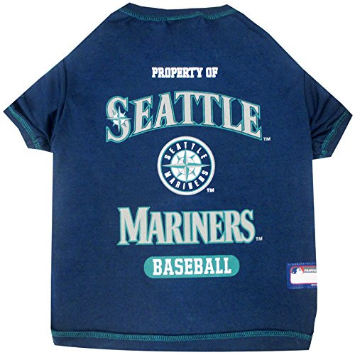 MLB Seattle Mariners Dog T-Shirt, Large. - Licensed Shirt for Pets Team Colored with Team Logos MLB Seattle Mariners Dog T-Shirt, Large. - Licensed Shirt for Pets Team Colored with Team Logos