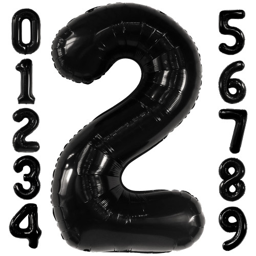 KatchOn, HUGE 50 INCH Black Number 2 Balloon - 2nd Birthday Decorations for Boys | Two Cool Balloons for Two Cool Birthday Party Decorations Boy | Black 2 Balloon Number, Two Fast Birthday Decorations