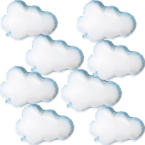 Cloud Balloons, 8 Pcs 30 Inch Mylar Foil Helium Large Cloud Balloons For Birthday Party Baby Shower Wedding Bridal Shower Blue White Themed Party Decorations Supplies