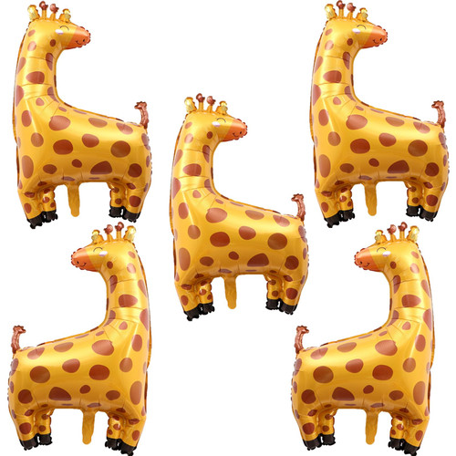 5 PCS Giraffe Foil Balloons Giraffe Party Decorations Large Giraffe Balloons for Birthday, Baby Shower, Safari Jungle Animal Theme Party, Wild One Zoo Party Decorations Supplies
