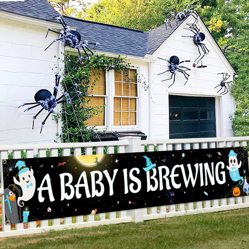 Halloween A Baby Is Brewing Large Banner, Halloween Baby Shower Decorations Yard Sign Banner Blue for Baby Boy Baby Shower Gender Reveal Party Supplies Halloween A Baby Is Brewing Large Banner, Halloween Baby Shower Decorations Yard Sign Banner Blue for Baby Boy Baby Shower Gender Reveal Party Supplies