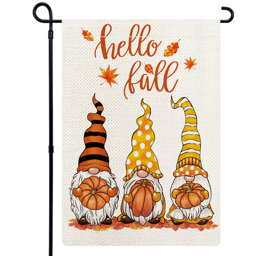 YOVOYOA Hello Fall Gnomes Garden Flag, Autumn Fall Gnomes Pumpkin Yard Flag, Burlap Double Sided 12.5 x 18 Inch Welcome Fall Flag, Thanksgiving Harvest Maple Leaves Yard Outdoor Decoration YOVOYOA Hello Fall Gnomes Garden Flag, Autumn Fall Gnomes Pumpkin Yard Flag, Burlap Double Sided 12.5 x 18 Inch Welcome Fall Flag, Thanksgiving Harvest Maple Leaves Yard Outdoor Decoration