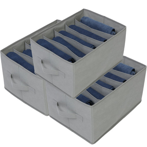 MUIRK Wardrobe Clothes Organizer,3PCS Closet Organizers and Storage,Closet Organizers for Shirts Socks Bra Jeans Underwear Clothes Organizer Storage Box Dividers (Upgraded:3Jeans)