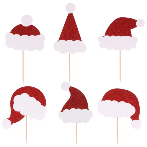 NOLITOY 36pcs Capacillos Para Cupcake Christmas Decor Fruit Toothpick Christmas Cupcake Pick Christmas Hat Cupcake Decoration Cake Topper Hat Cupcake Decorations Cake Insert Card Top Hat