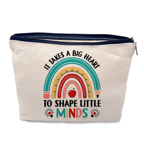 Nogrit Teacher Appreciation Gifts Makeup Cosmetic Bag,It Takes a Big Heart to Shape Little Minds Teacher Makeup Travel Toiletry Bag,Back to School Gifts for Teachers,Thank You Gifts for Teachers