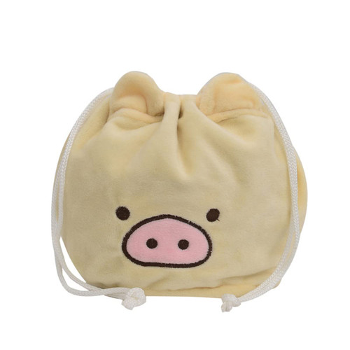 RUITASA Cute Fluffy Piglet Makeup Bag, Drawstring Cosmetic Bag, Drawstring Plushie Kawaii Bag, Portable Travel Makeup Bag Storage Organizer