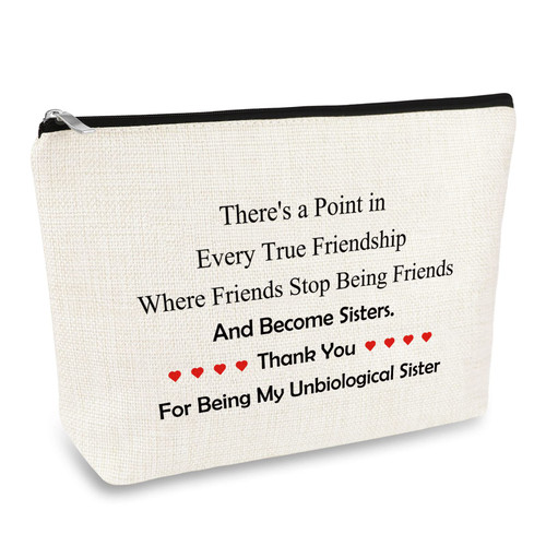 Best Friends Like Sisters Gifts Makeup Bag Friendship Gift for Women Her Sister Gifts from Sister Travel Cosmetic Bag Mothers Day Wedding Graduation Birthday Gift for Unbiological Sister Friend Bestie