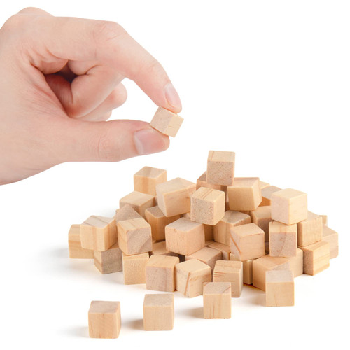 Wooden Cubes 1cm Small Wood Blocks for Crafts 2/5 inch Unfinished Natural Wood Square Block for DIY Projects and Puzzle Making (260PCS)
