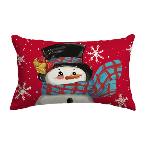 LOMCHEN Christmas Pillow Cover 12x20 Inch Christmas Snowman Snowflake Throw Lumbar Pillow Cover for Christmas Decorations Winter Holiday Cushion Case Decoration for Sofa Couch