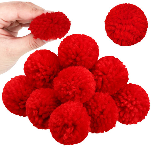 Syhood 20 Pieces Yarn Pom Poms Christmas Yarn Pom Poms Pom Pom Balls for DIY Handmade Crafts Home Christmas Thanksgiving Party Holiday Hanging Decorations (Red, 1.5 Inch)