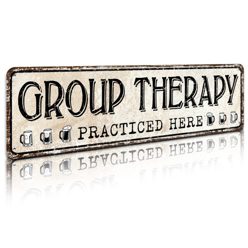SOYAVE Group Therapy Practiced Here Retro Tin Metal Sign Bar Cave Beer Signs for Cafe Bar Pub Beer Club Wall Decor 4"x 16" SOYAVE Group Therapy Practiced Here Retro Tin Metal Sign Bar Cave Beer Signs for Cafe Bar Pub Beer Club Wall Decor 4"x 16"