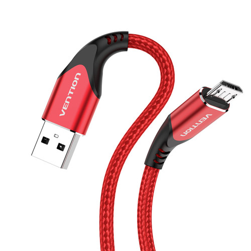 VENTION Micro USB Cable 6.6FT Android Charger Micro USB Fast Charging Cable Nylon Braided Compatible with Samsung Galaxy S7/S6/S5/J7 Sony Kindle Android Devices (Red)