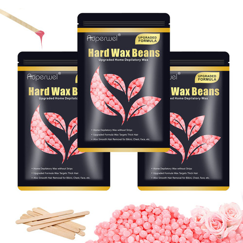 Hard Wax Beads for Hair Removal (300g/10.5oz) Painless Wax Beads - Full Body Brazilian Bikini Wax Beads with 10pcs Applicators, At Home Waxing Beads for Face, Eyebrow, Legs, Underarms, Back, Chest, Perfect Refill for Any Wax Warmer (Rose)