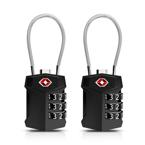 AMIR Upgraded TSA Approved Locks, 3-Digit Security Padlock, Luggage Locks TSA Approved, Set Your Own Combination Luggage Lock for Travel, Baggage, Suitcases & Backpacks