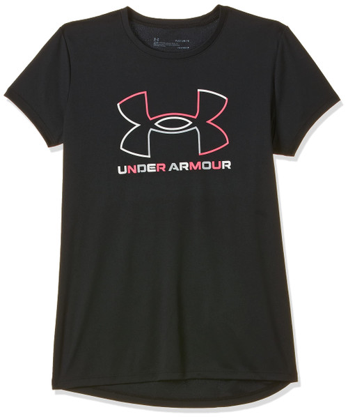 Under Armour girls Tech Big Logo Short Sleeve T-Shirt , Black (001)/White , Youth Medium