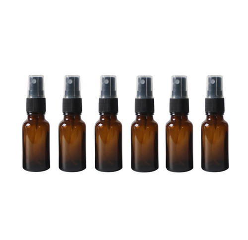 UPSTORE 6Pcs 15ml/0.5oz Amber Glass Spray Bottles Empty Refillable Fine Mist Spray Bottles Travel Size Storage Container Vials for Essential Oils Aromatherapy Perfume Cosmetic Sprays