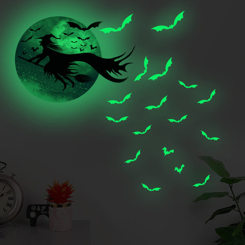 Halloween Glow in The Dark Wall Decals Halloween Luminous Window Stickers Witch Bats Halloween Night Glow Stickers Removable Halloween Window Clings Cute Wall Decorations Halloween Party Supplies Halloween Glow in The Dark Wall Decals Halloween Luminous Window Stickers Witch Bats Halloween Night Glow Stickers Removable Halloween Window Clings Cute Wall Decorations Halloween Party Supplies