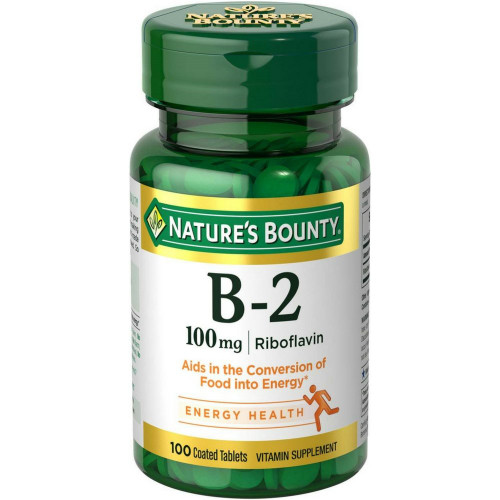 Nature's Bounty Vitamin B-2 100 mg, 100 Coated Tablets