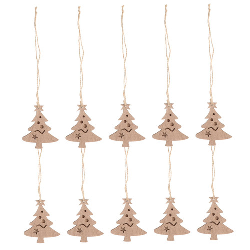 BESTOYARD 10pcs Double Decorative Wood Chips Wood Christmas Decor for DIY Unfinished Wood Cutouts Christmas Tree Ornament Christmas Wood Chips Xmas Cutouts Graffiti Crafts 7c