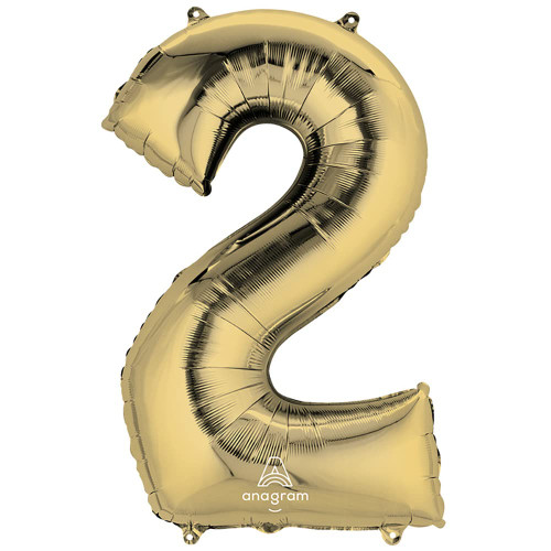 Anagram Number 2 Foil Mylar Party Balloon, 34", White Gold