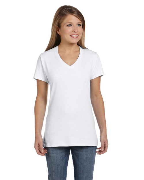 Hanes Women's Nano-T V-Neck T-Shirt White