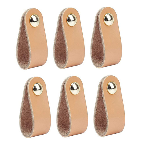 6 Pack Leather Drawer Pull Cabinet Furniture Knobs Pulls Wardrobe Door Handle Pulls Knob for Dresser Drawers Cabinet (Brown) Door knob