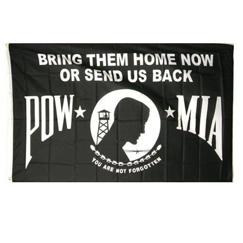 Moon Knives 3x5 POW MIA POWMIA Bring Them Home Now or Send Us Back Flag 3x5 House Banner - Party Decorations Supplies For Parades - Prime Outside, Garden, Men Cave Decor Flag