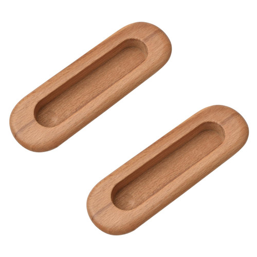 MOROBOR 2PCS Oval Wood Recessed Concealed Handle, Embedded Design Sliding Door Handle with Screws, Wood Cabinet Pulls for Wardrobe Drawer Pulls