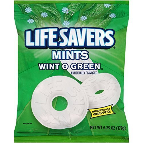 LifeSavers Mints Individually Wrapped Wint O Green 6.25 Oz (177 g)(Pack of 2) by Life Savers LifeSavers Mints Individually Wrapped Wint O Green 6.25 Oz (177 g)(Pack of 2) by Life Savers