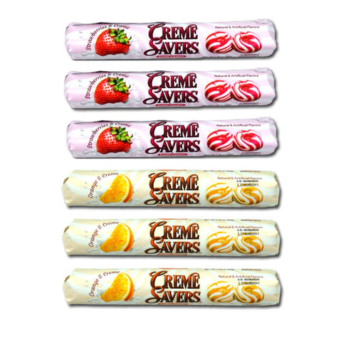 Creme Savers Orange and Creme Hard Candy | Creme Savers Strawberry and Creme Hard Candy | The Taste of Fresh Orange and Strawberry Swirled in Rich Cream | The Original Classic Creme Savers | SIX Individual Rolls Variety Pack