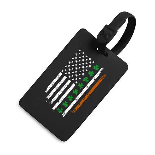 Irish American USA Flag Shamrock for St. Patrick's Day Travel Luggage Tag Id Tags Identify Labels for Baggage Suitcase Card Holder One Size