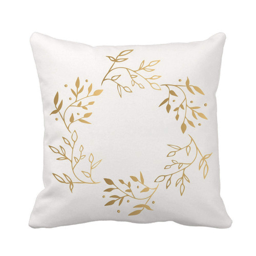 Awowee Throw Pillow Cover Leaf Gold Floral Round Vine Wedding Boarder Brush Circle 16x16 Inches Pillowcase Home Decorative Square Pillow Case Cushion Cover