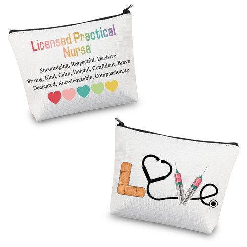 VAMSII LPN Nurse Makeup Bag Licensed Practical Nurse Gift LPN Medical Cosmetic Travel Pouch Bag LPN Gift for Nursing Inspirational Gift(kind bag)