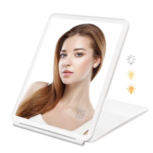 MAAZO Rechargeable Travel Makeup Vanity Mirror with 82 Led Lights, Portable Lighted Makeup Beauty Mirror, 3 Color Lighting, Dimmable Touch Screen, Tabletop LED Folding Cosmetic Mirror with Lights MAAZO Rechargeable Travel Makeup Vanity Mirror with 82 Led Lights, Portable Lighted Makeup Beauty Mirror, 3 Color Lighting, Dimmable Touch Screen, Tabletop LED Folding Cosmetic Mirror with Lights