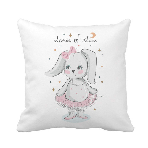 Awowee Throw Pillow Cover Cute Cartoon Baby Bunny Hare Ballet Dancer Celebration Greeting 20x20 Inches Pillowcase Home Decorative Square Pillow Case Cushion Cover