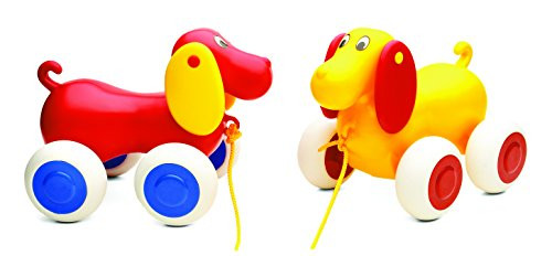 Viking Pull Along Dog - First Pull Toy  Rolls Silently - Ages 1 and Up - Colors Vary - Dishwasher Safe